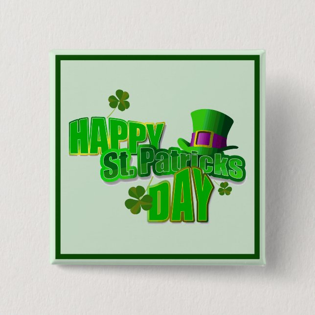 Happy St. Patrick's Day 1 2 Inch Square Button (Front)