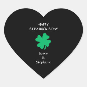 Happy St Patrick's Day 2024 Custom Name Shamrock Heart Sticker