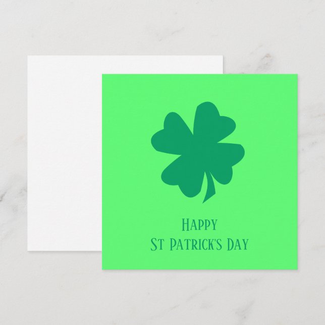 Happy St Patrick's Day  2025 Irish Green Shamrock Holiday Card (Front/Back)