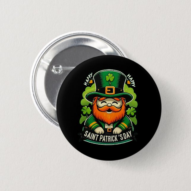 Happy St Patricks Day 2 Inch Round Button (Front & Back)
