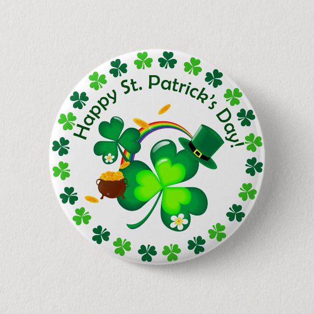 Happy St. Patrick's Day 2 Inch Round Button (Front)