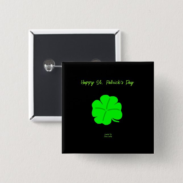 Happy St.  Patrick's Day 2 Inch Square Button (Front & Back)
