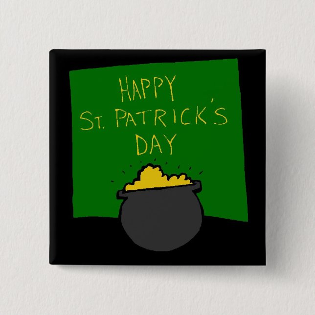 Happy St. Patrick's Day 2 Inch Square Button (Front)
