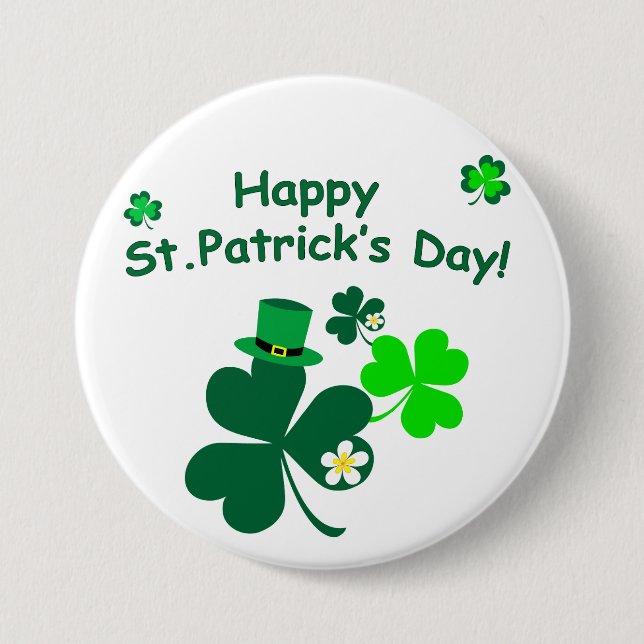 Happy St. Patrick's Day 3 Inch Round Button (Front)