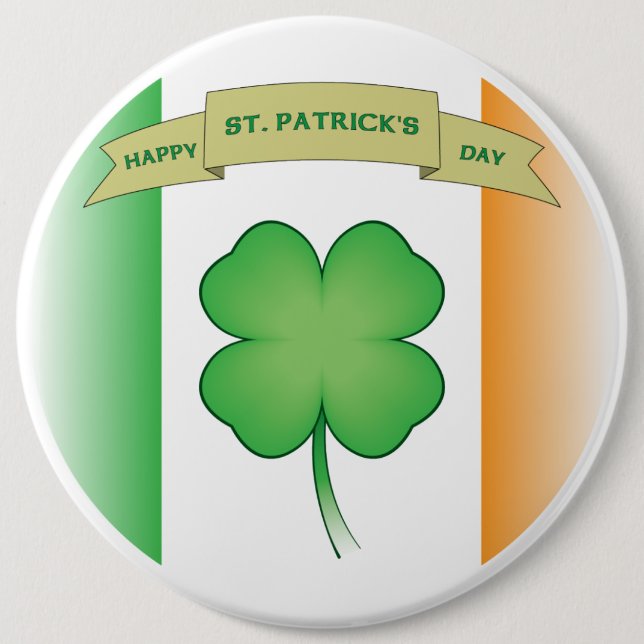 Happy St. Patrick's Day 6 Inch Round Button (Front)