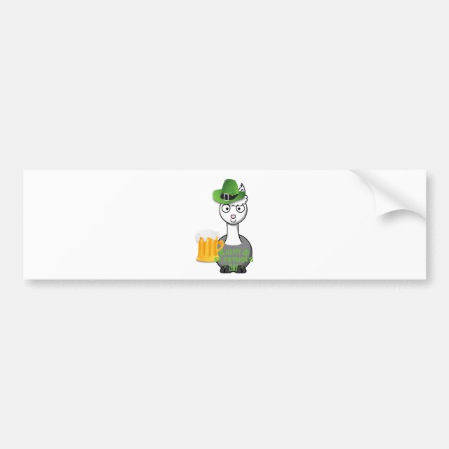 happy st patricks day alpaca bumper sticker (Front)
