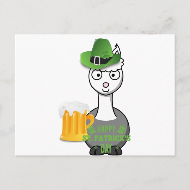 happy st patricks day alpaca postcard (Front)