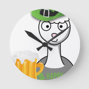 happy st patricks day alpaca round clock