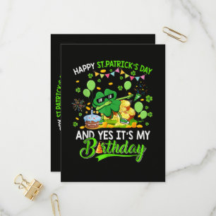 Happy St Patricks Day and My Birthday Shamrock Invitation Postcard