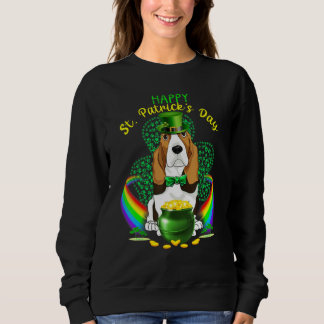 Happy St Patricks Day Basset Hound Leprechaun Hat Sweatshirt