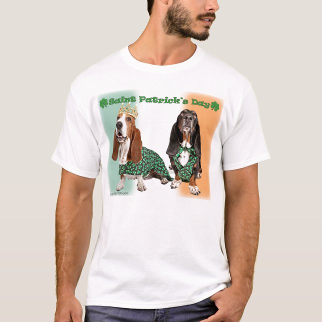 Happy St. Patricks Day Basset T-Shirt (Front)