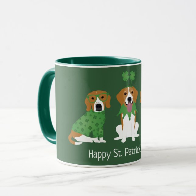 Happy St Patricks Day Beagle Dogs Mug (Front Left)