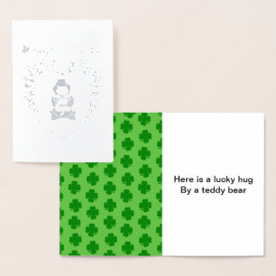 Happy St. Patrick's Day Bear Heart, ZKOA Foil Card