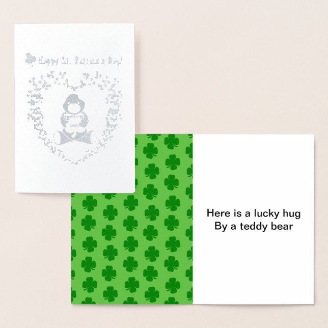 Happy St. Patrick's Day Bear Heart, ZKOA Foil Card (Display)