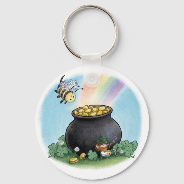 Happy St. Patrick's Day Bee Keychain (Front)