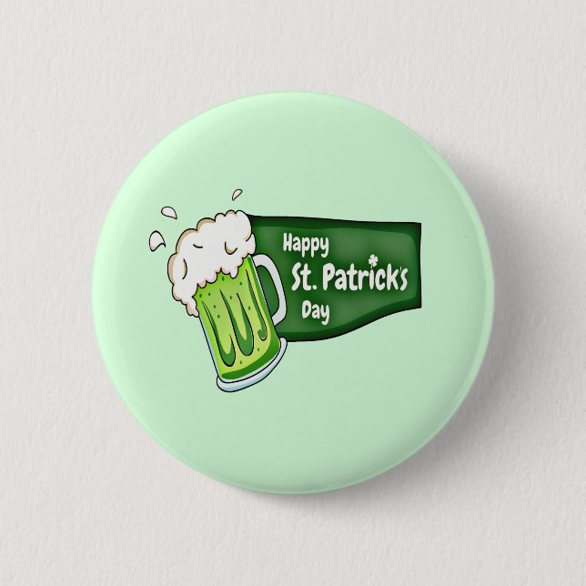 Happy St. Patricks Day Beer 2 Inch Round Button (Front)