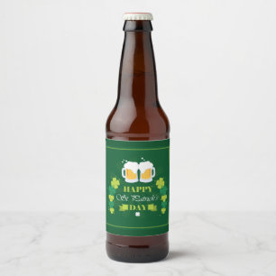 Happy St. Patricks Day Beer and Clovers Bottle Label