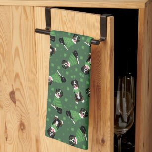 Happy St Patricks Day Bernese Mountain Dogs Kitchen Towel
