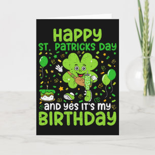 Happy St Patricks Day Birthday Shamrock Dab Bday P Card