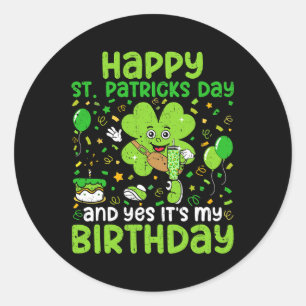 Happy St Patricks Day Birthday Shamrock Dab Bday P Classic Round Sticker