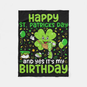 Happy St Patricks Day Birthday Shamrock Dab Bday P Fleece Blanket