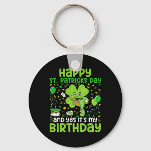 Happy St Patricks Day Birthday Shamrock Dab Bday P Keychain
