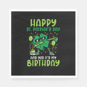 Happy St Patricks Day Birthday Shamrock Dab Bday P Napkin
