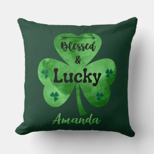 Happy St. Patrick's Day  Blessed and Lucky Throw Pillow