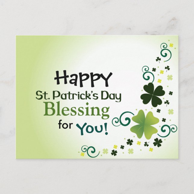 Happy St. Patrick's Day Blessing For You Postcard (Front)