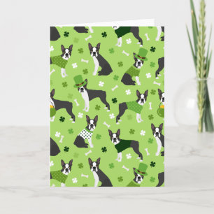Happy St. Patrick's Day Boston Terrier Holiday Card