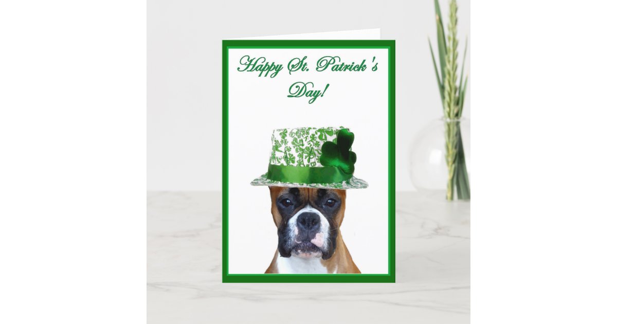 Happy St. Patrick's Day Boxer greeting card | Zazzle