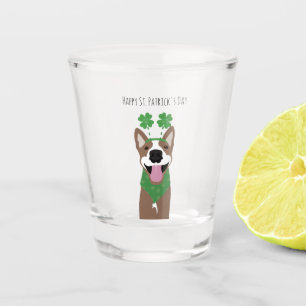 Happy St Patricks Day Brown Dog Green Shot Glass
