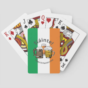 HAPPY ST PATRICK'S DAY Cartoon Beers Sláinte! Playing Cards