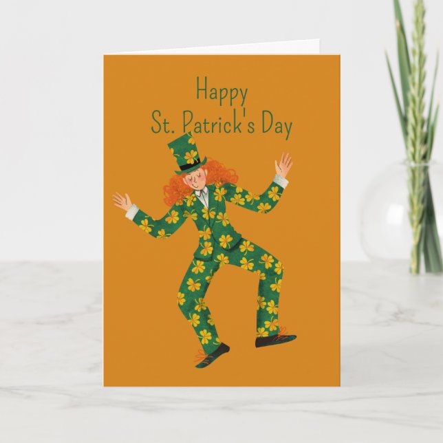 Happy St. Patrick's Day Cartoon Clown Card (Front)