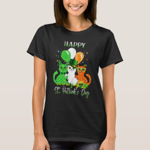 Happy St Patrick's Day Cats Ireland Flag Shamrock  T-Shirt