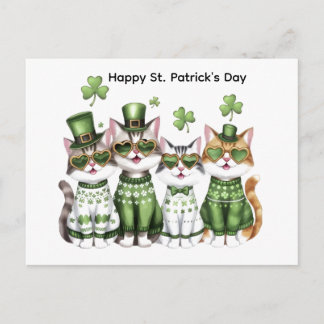 Happy St. Patrick's Day cats Postcard