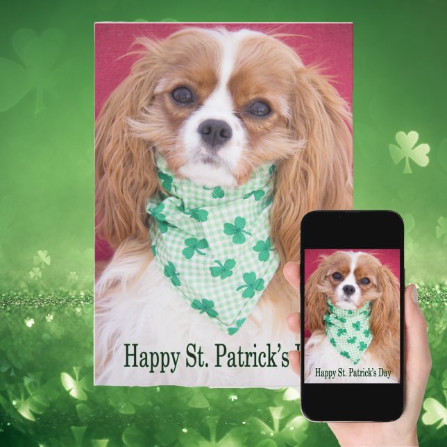 Happy St. Patrick's Day Cavalier King Charles Pup Card (Creator Uploaded)