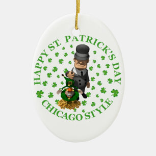 Happy St. Patrick's Day - Chicago Style Ceramic Ornament