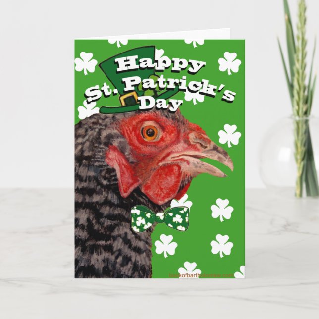 Happy St. Patrick's Day Chicken Card (Front)