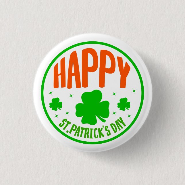 Happy St. Patrick's Day Circle Design 1 Inch Round Button (Front)