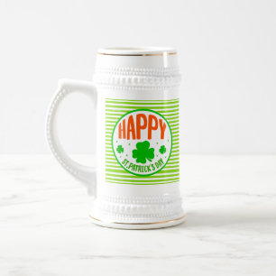 Happy St. Patrick's Day Circle Design-63501 Beer Stein