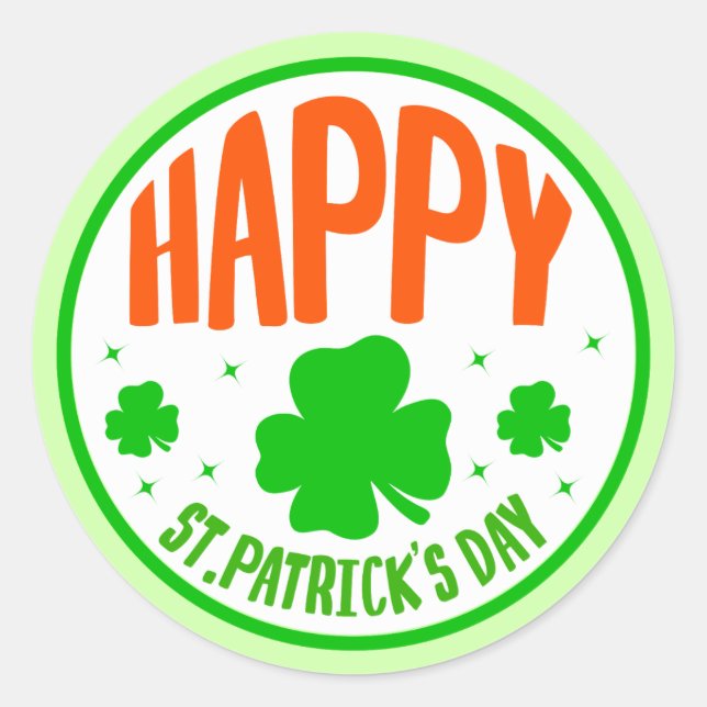 Happy St. Patrick's Day Circle Design-63501 Classic Round Sticker (Front)