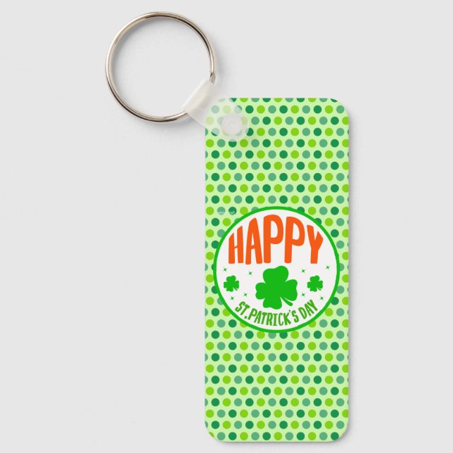 Happy St. Patrick's Day Circle Design Keychain (Front)