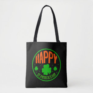Happy St. Patrick's Day Circle Design Tote Bag