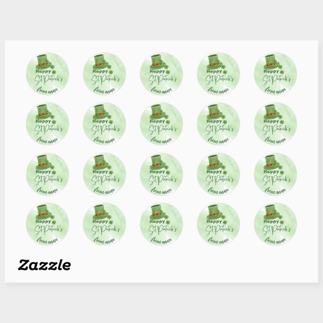  happy st patrick's day classic round sticker (Sheet)