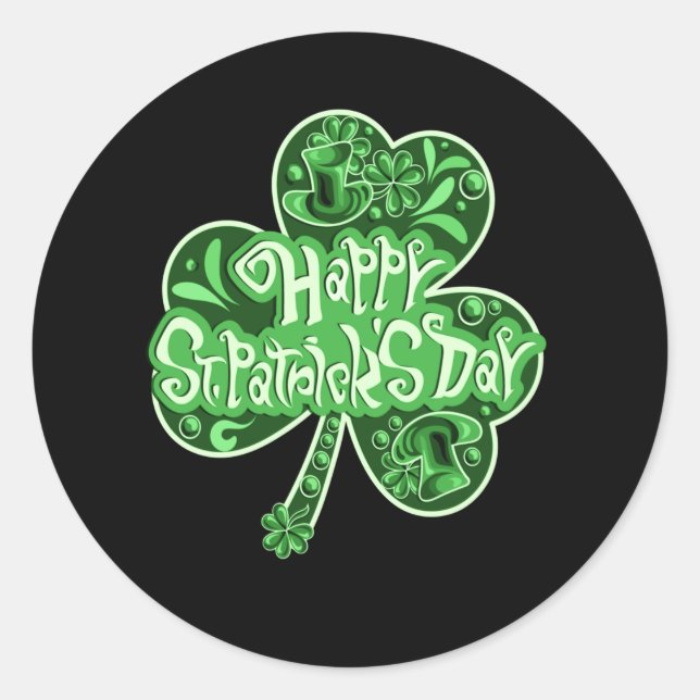 Happy St Patricks Day Classic Round Sticker (Front)