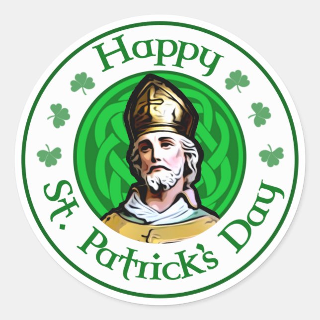 Happy St. Patrick's Day Classic Round Sticker (Front)