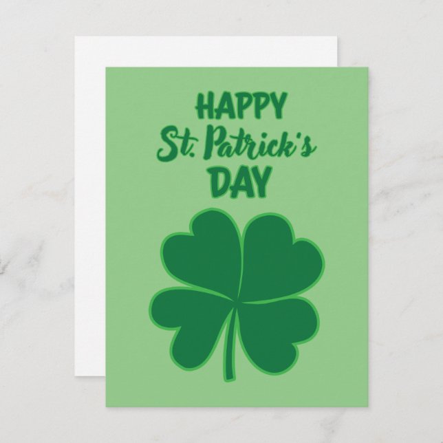 Happy St. Patrick's Day Clover Custom Message Holiday Card (Front/Back)