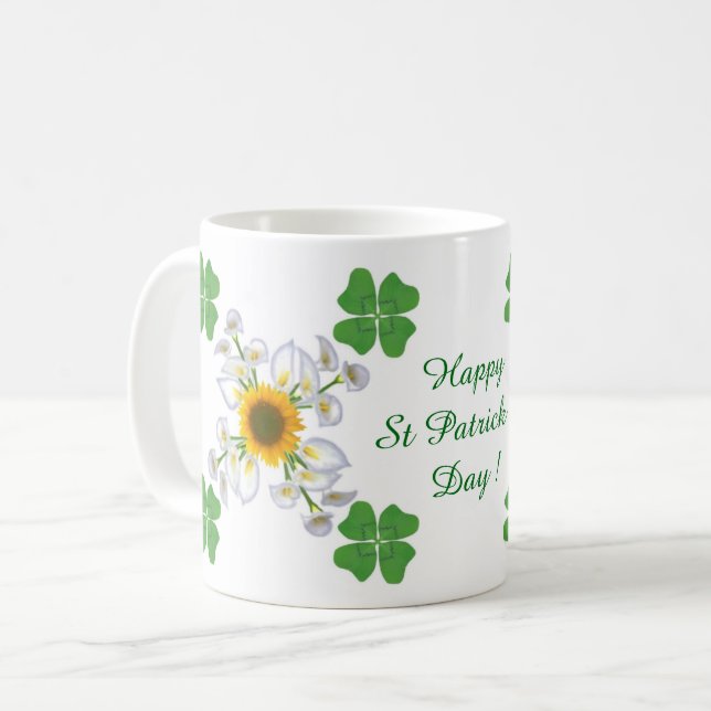 Happy St. Patrick's Day ! Clover with Calla Coffee Mug (Front Left)