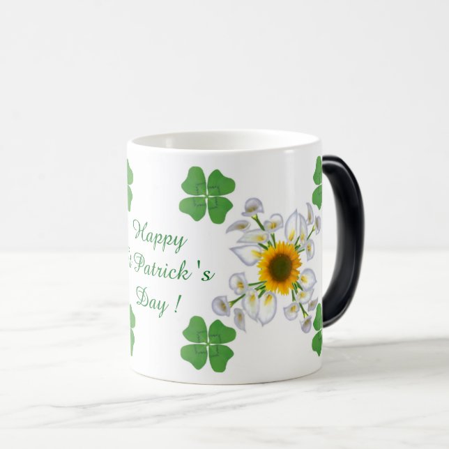 Happy St. Patrick's Day ! Clover with Calla Magic Mug (Front Right)